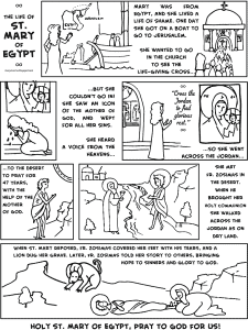 Parents may like to print out this page for young children. It came from the blog Many Mercies and covers St. Mary's story.