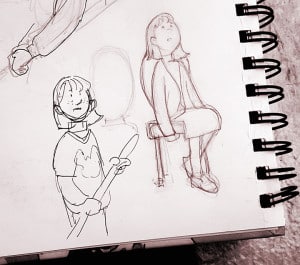 Some early sketches. Once I did the one of her being restless in church, I knew that was Abigail.